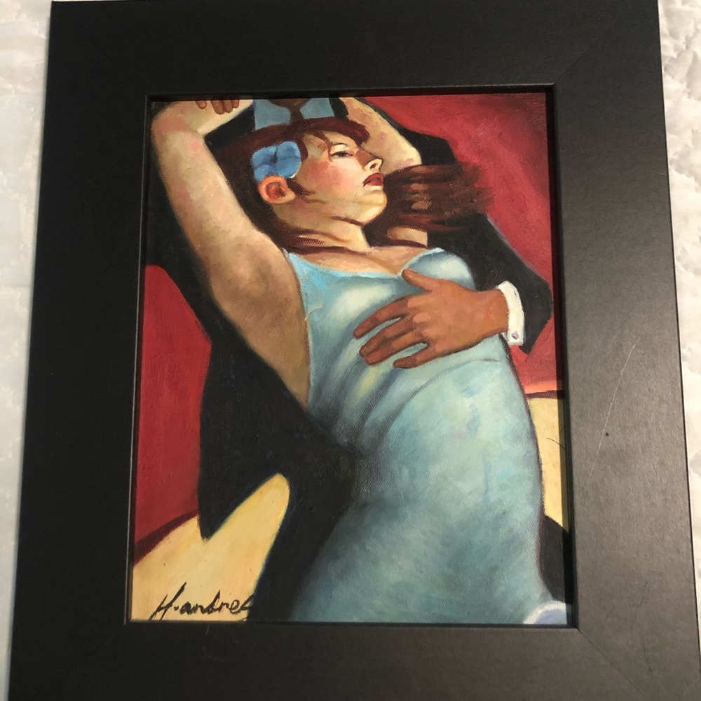 H. Andrel Oil on Canvas Painting 11/14 Black Frame